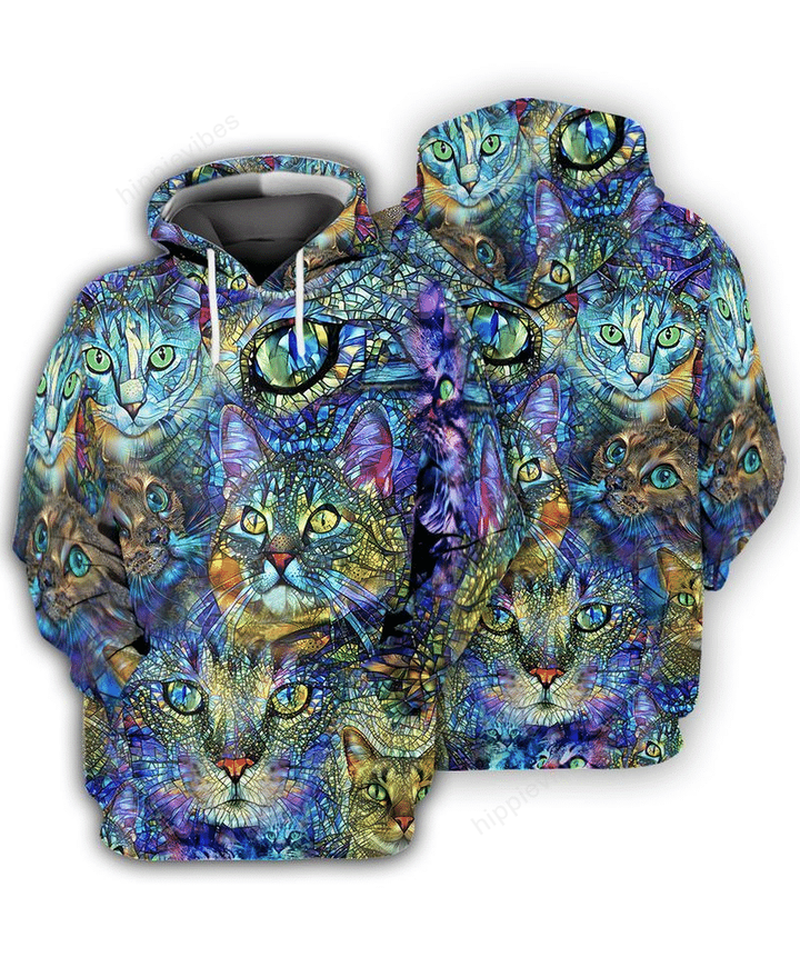 Amazing Kaleidoscope Cat All Over Printed Hoodie