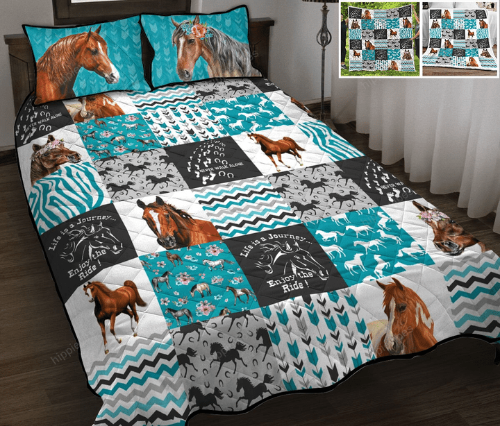 Enjoy The Ride - Horse Quilt Bed Set & Quilt Blanket