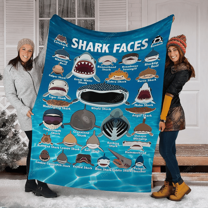 Shark Face Ocean Fleece Blanket