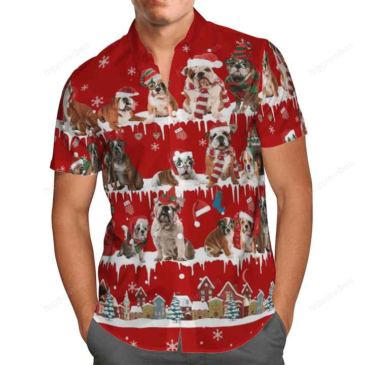 English Bulldog Christmas Hawaii Shirt