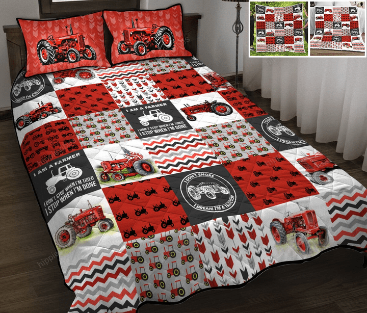 Red Tractor Quilt bed set & Quilt Blanket