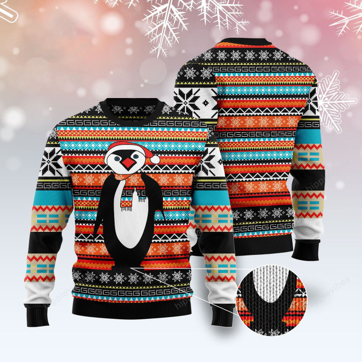Colorful Pattern Penguin Ugly Christmas Sweater