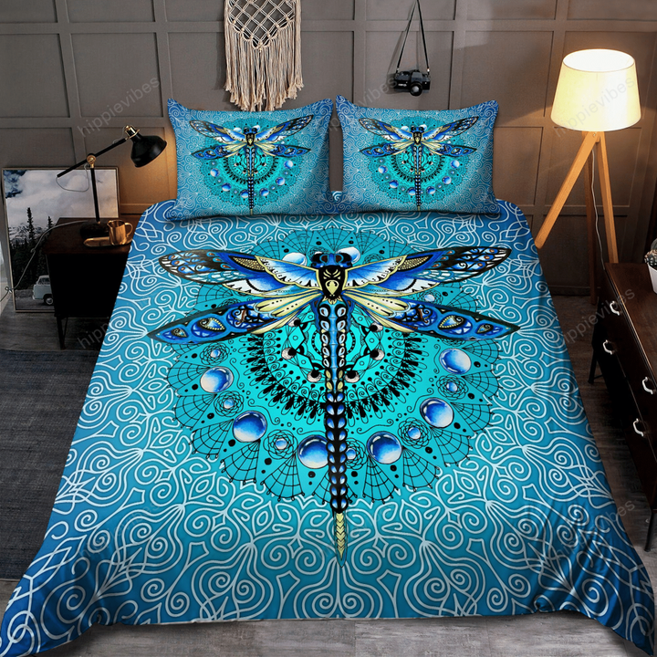 Blue Mandala Dragonfly Bedding Set