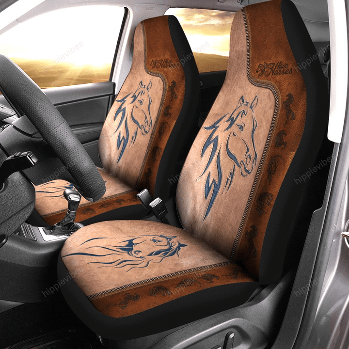 Love Horses Leather Pattern Print Car Seat Covers