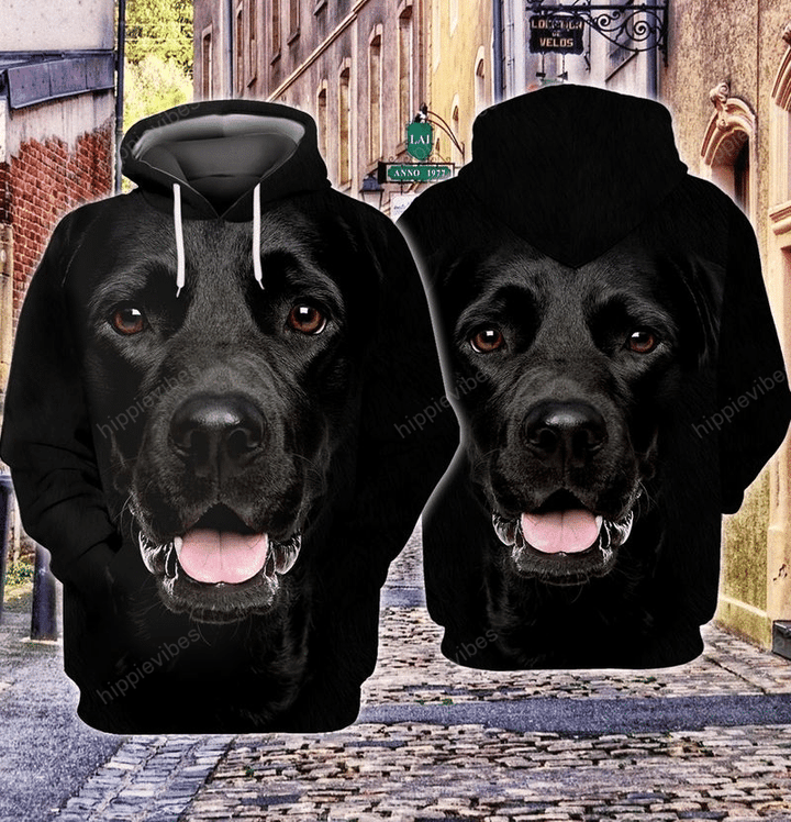 Black Labrador 3D All Over Printed Hoodie