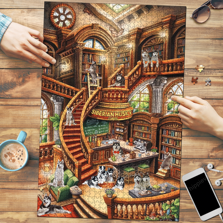 Siberian Husky Coffee Shop - Puzzle