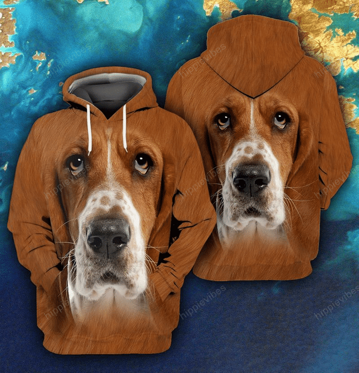 Basset Hound 3D All Over Printed Hoodie