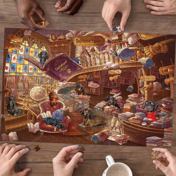 Dachshunds In The Library - Puzzle