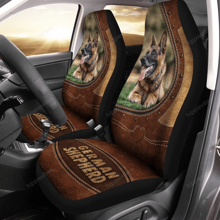German Shepherd Leather Pattern Car Seat Covers