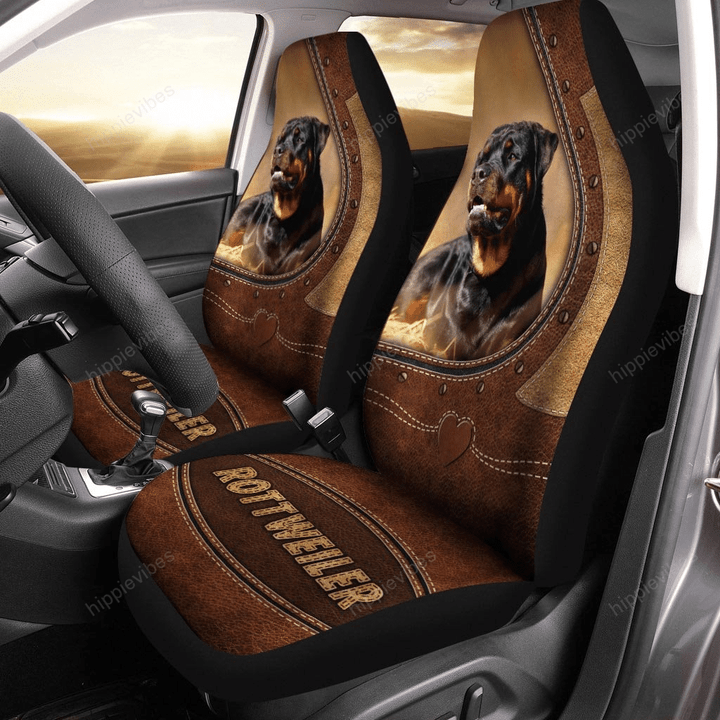 Rottweiler Leather Pattern Car Seat Covers