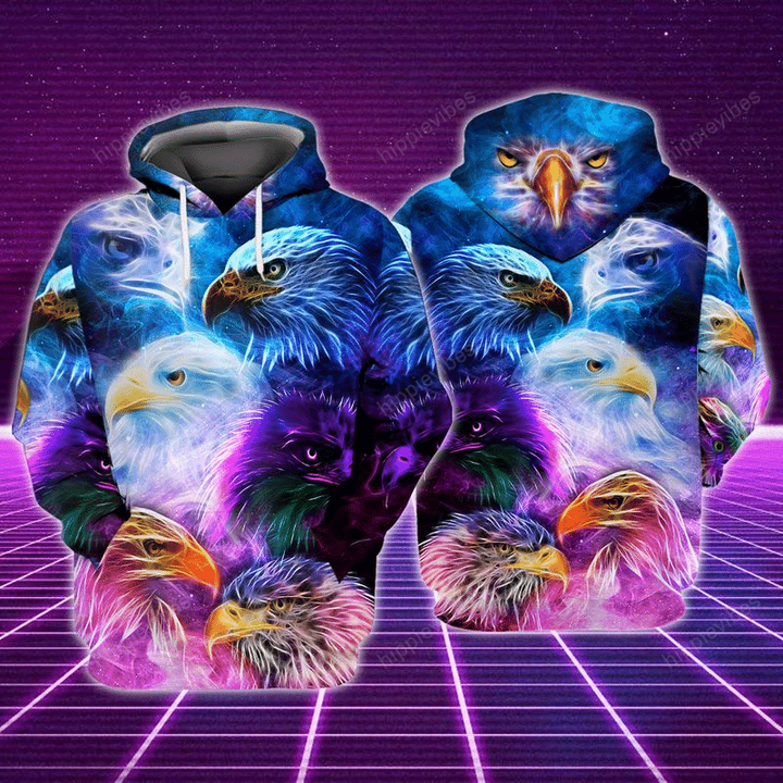 Eagle Neon 3D All Over Printed Hoodie
