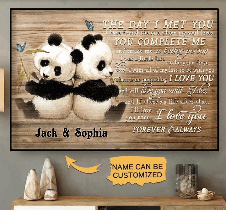 Customize Cute panda couple the day I met you poster