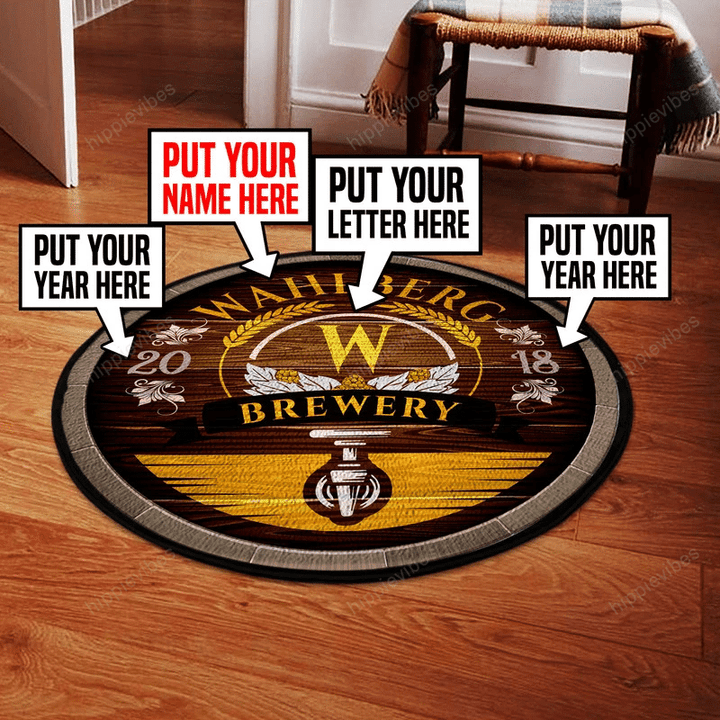 Personalized brewery round rug