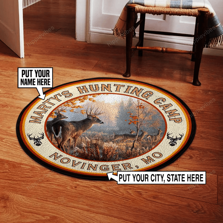 Personalized Deer Hunting Round Rug