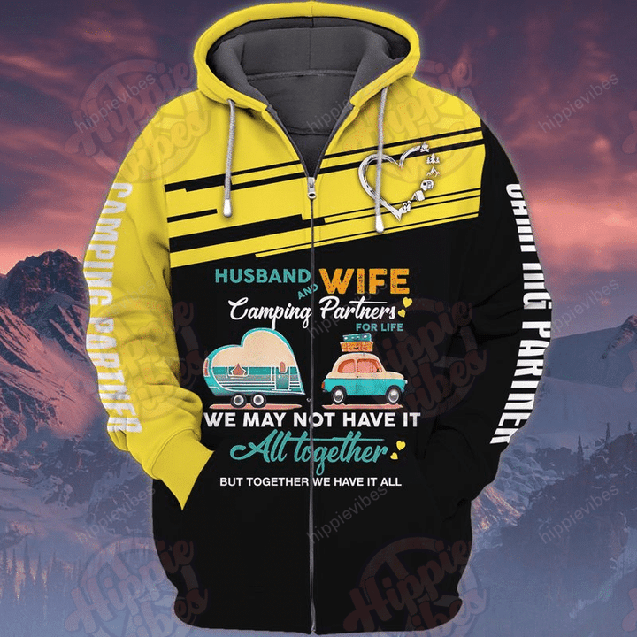 Husband And Wife Camping Partners 3D All Over Printed Hoodie