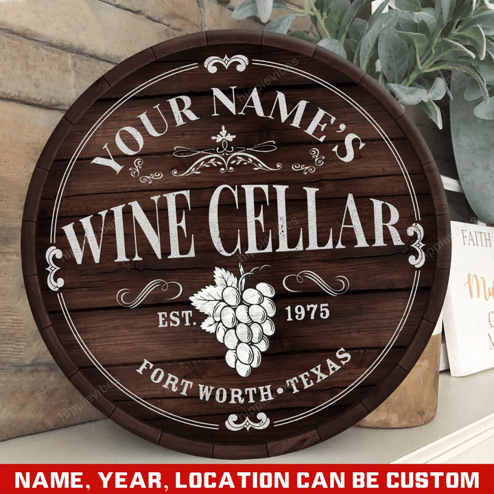 Custom Wine Cellar Wood Sign, Barrel Wine Sign