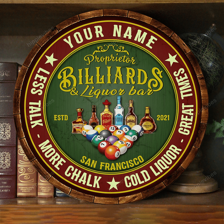 Billiard & Liquor Bar Customized Wood Sign
