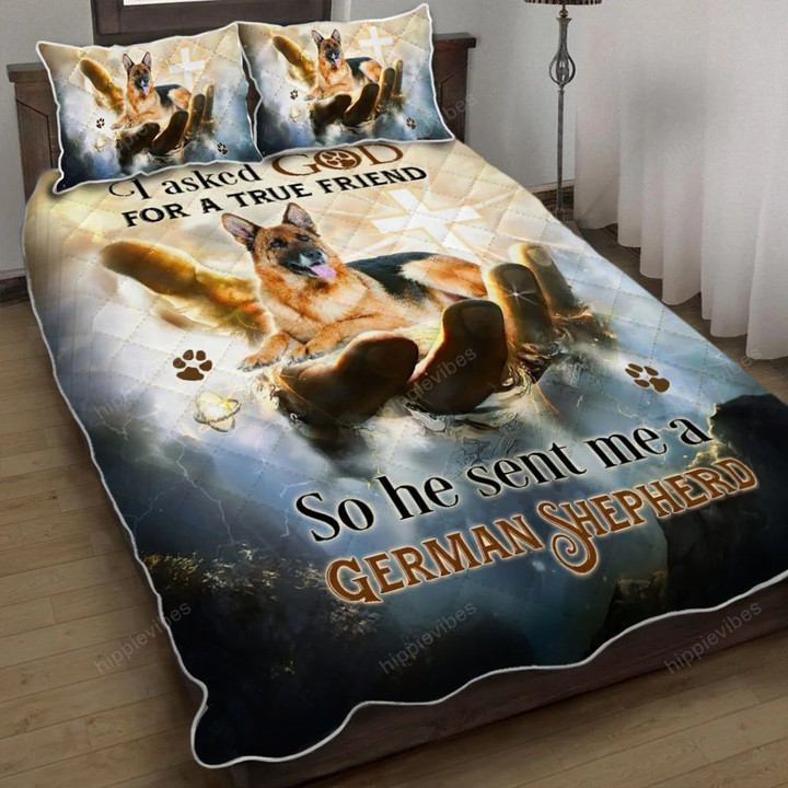 God Sent Me A German Shepherd Quilt Bed Set