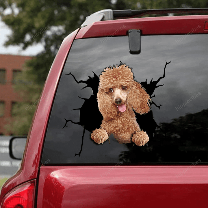 Poodle Crack Car Sticker 02