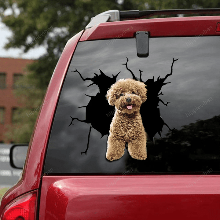 Poodle Crack Car Sticker 09