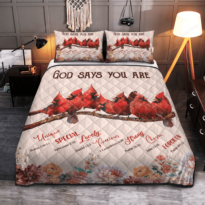 Cardinal - God says you are Quilt Bed Set