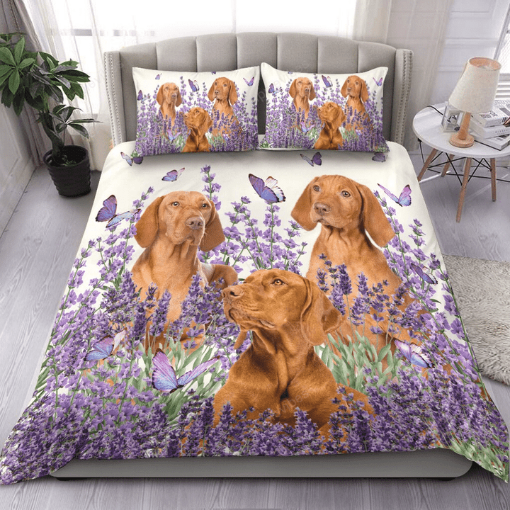 Vizsla Purple Flower Bedding Set