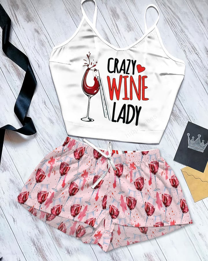 Crazy Wine Lady Nightgown Short Set - RE