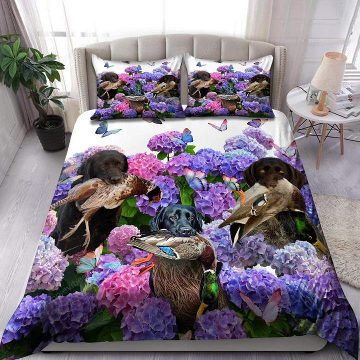 Duck Hunting Hydrangea Flower Bedding Set