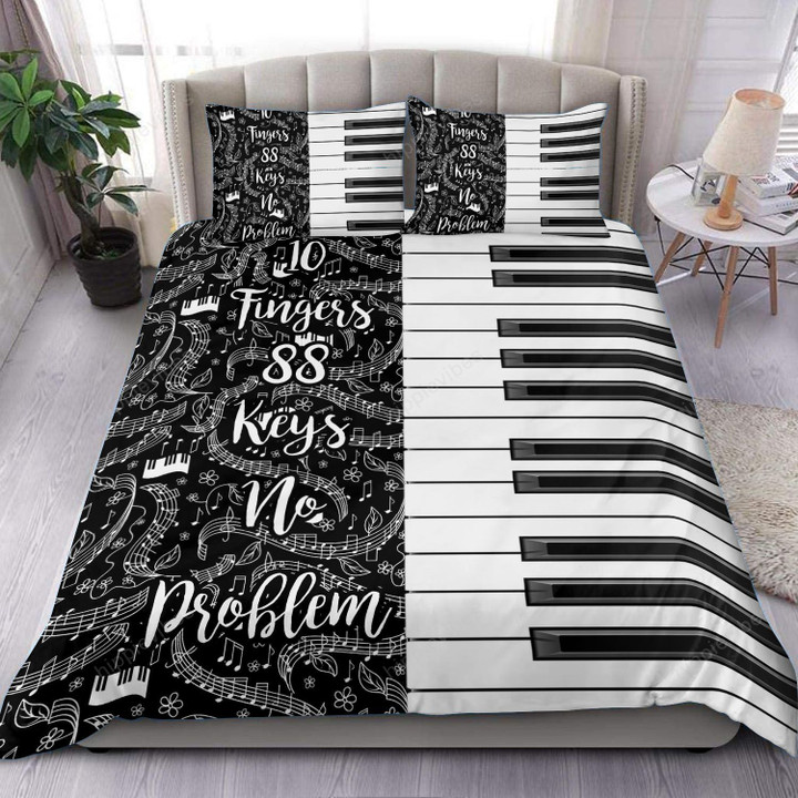 10 Fingers 88 Keys No Problem Piano Bedding Set RE