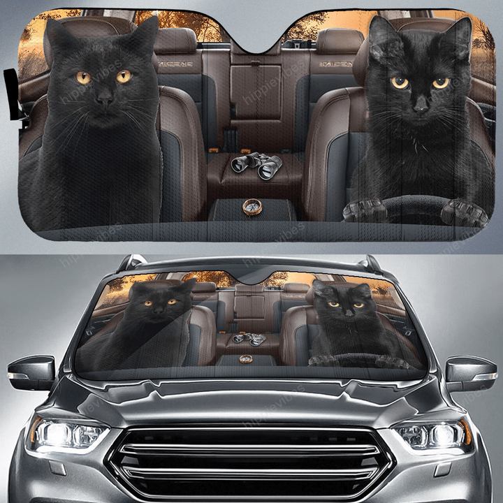 Black Cat Couple Car Sunshade - RE