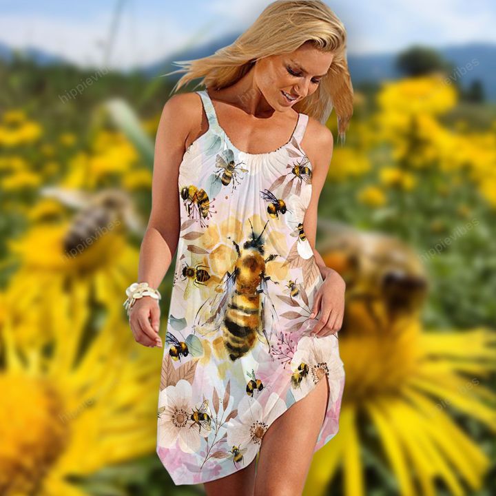 Be Sweet As Honey Bee Sleeveless Beach Dress RE