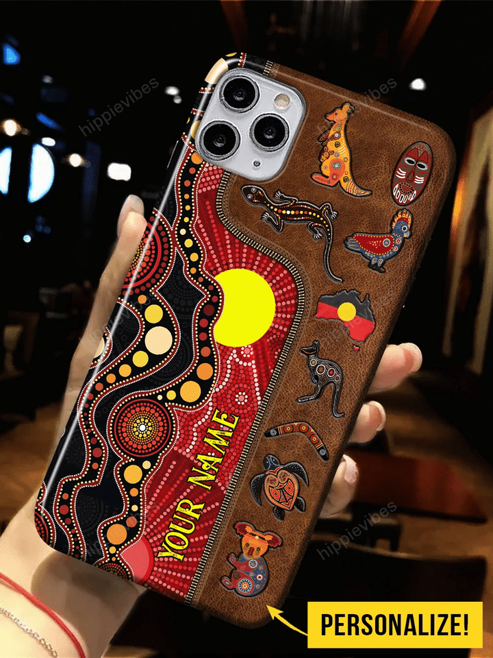 Aboriginal Australian Leather Pattern Print Custom Phone Case