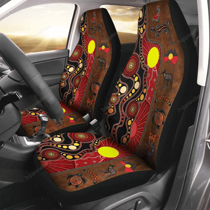 Aboriginal Australian Leather Pattern Print Car Seat Cover