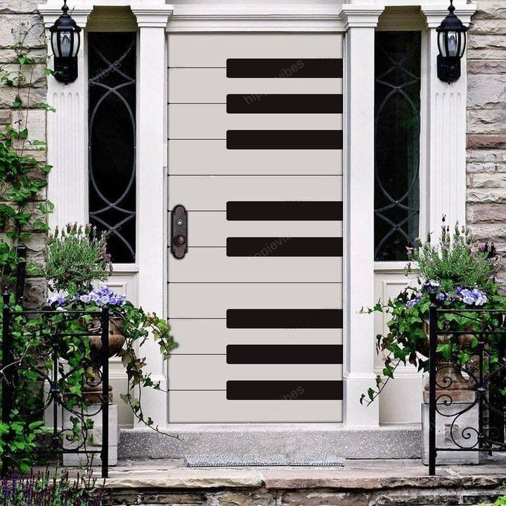 Piano Music Key Print Door Cover