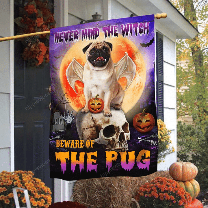 Halloween Flag Beware Of The Pug AV0001398