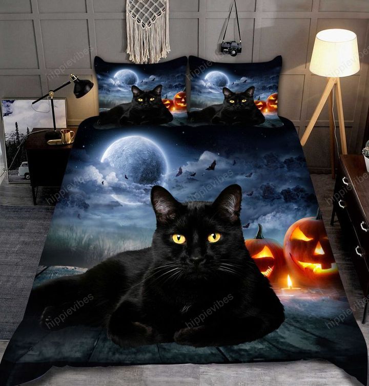 Black Cat Halloween 3D All Over Printed Bedding Set