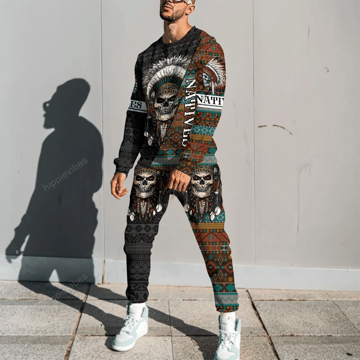 Native Skull 3D All Over Printed Combo Sweater + Sweatpants