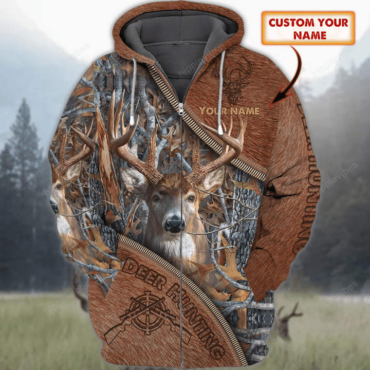 Deer Hunting V11 3D All Over Printed Custom Zip Hoodie