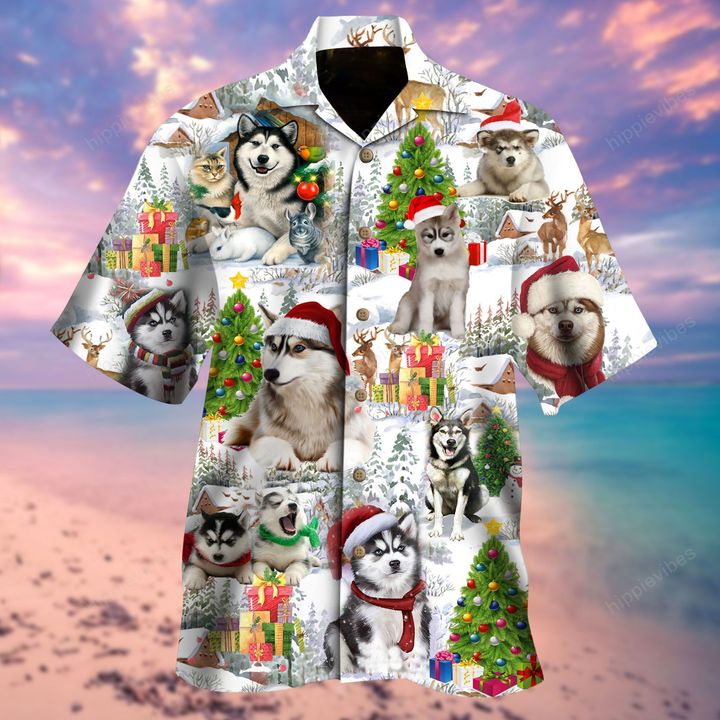 Merry Husky Christmas Hawaiian Shirt RE