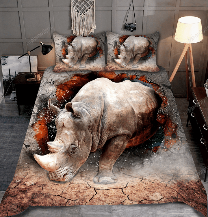 Rhinoceros Break Wall All Over Printed Bedding Set