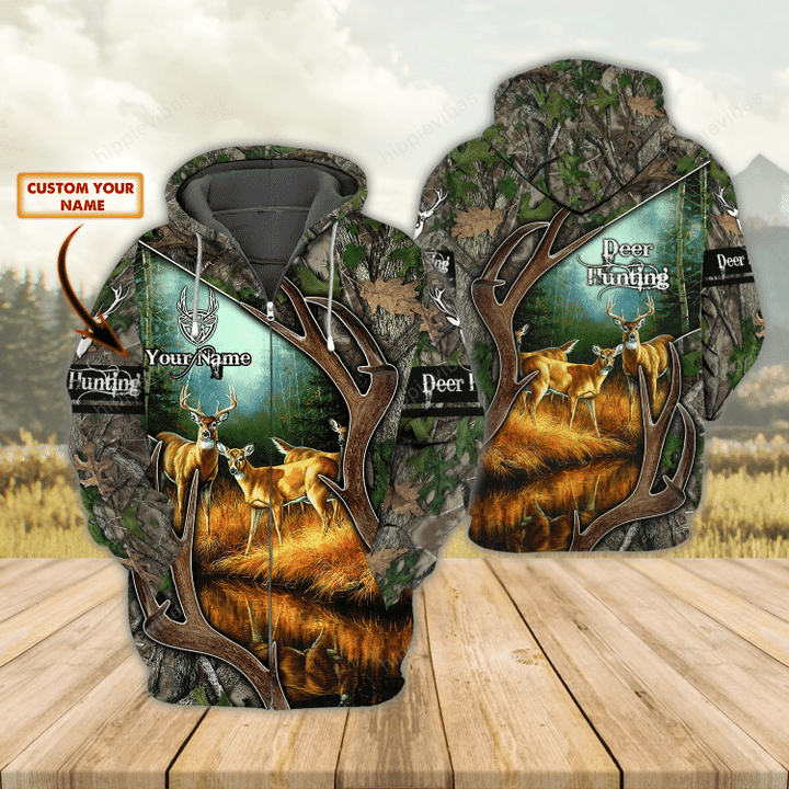 Deer Hunting V20 3D All Over Printed Custom Zip Hoodie