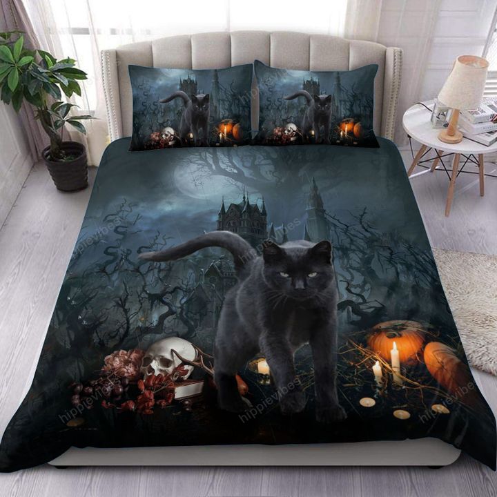 Black Cat In Spooky Halloween Bedding Set RE