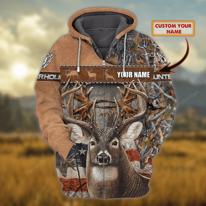 Deer Hunting V23 3D All Over Printed Custom Zip Hoodie