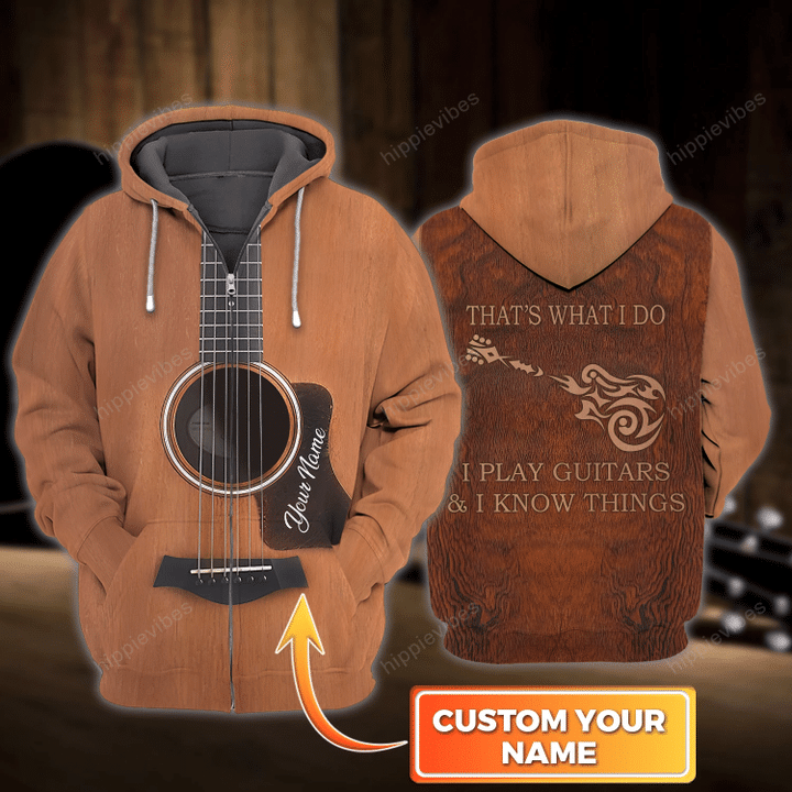 Love Guitar v7 Customized Over Printed Zip Hoodie