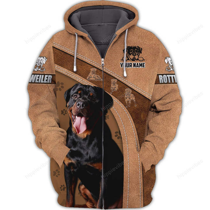 Rottweiler V1 3D All Over Printed Custom Zip Hoodie