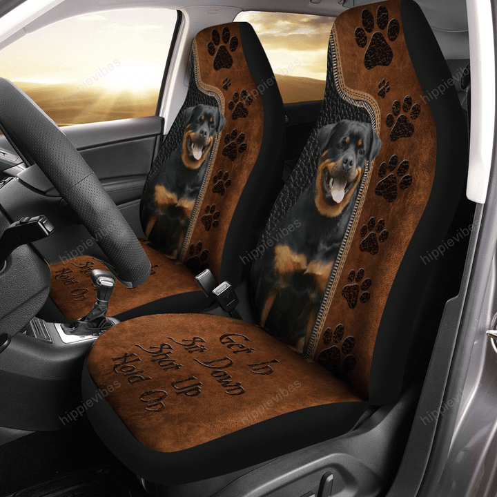 Rottweiler Hold on Funny Car Seat Covers RE