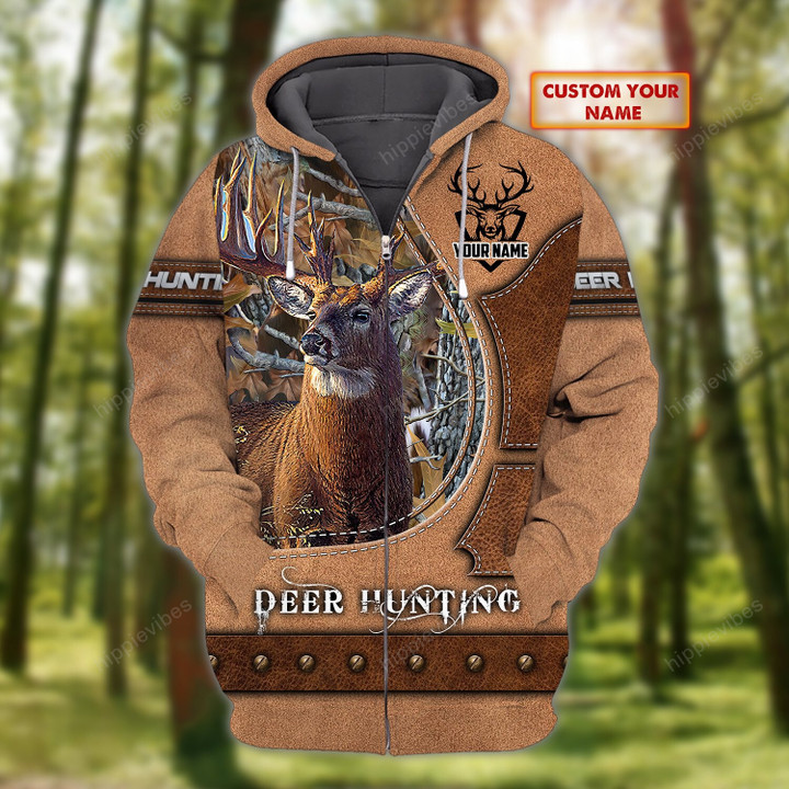 Deer Hunting V28 3D All Over Printed Custom Zip Hoodie
