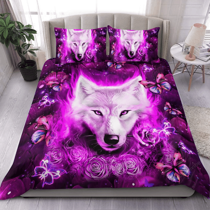 Wolf And Rose All Over Printed Bedding Set