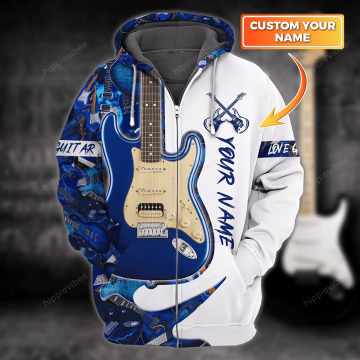 Love Guitar v8 Customized All Over Printed Zip Hoodie