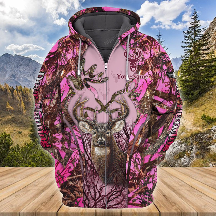 Deer Hunting Country Girl 3D All Over Printed Custom Zip Hoodie